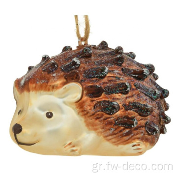 Mini Hedgehog Gold and Brown Glass Ornament